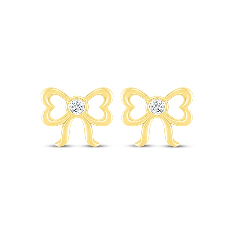 Main Image 2 of Diamond Bow Stud Earrings 1/20 ct tw 10K Yellow Gold