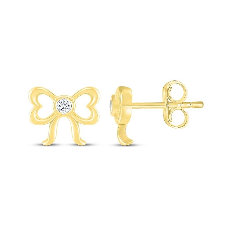 Main Image 3 of Diamond Bow Stud Earrings 1/20 ct tw 10K Yellow Gold