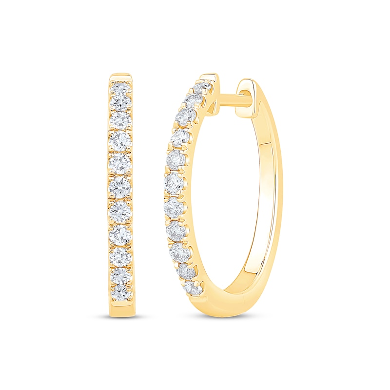 Main Image 1 of Diamond Hoop Earrings 1/4 ct tw 10K Yellow Gold