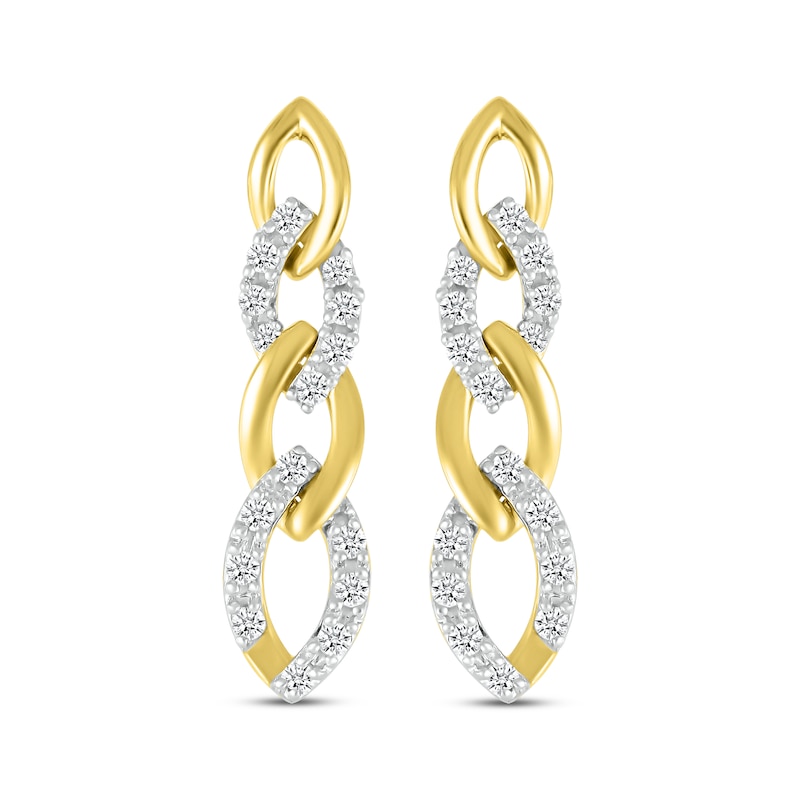 Main Image 2 of Diamond Alternating Link Drop Earrings 1/6 ct tw 10K Yellow Gold