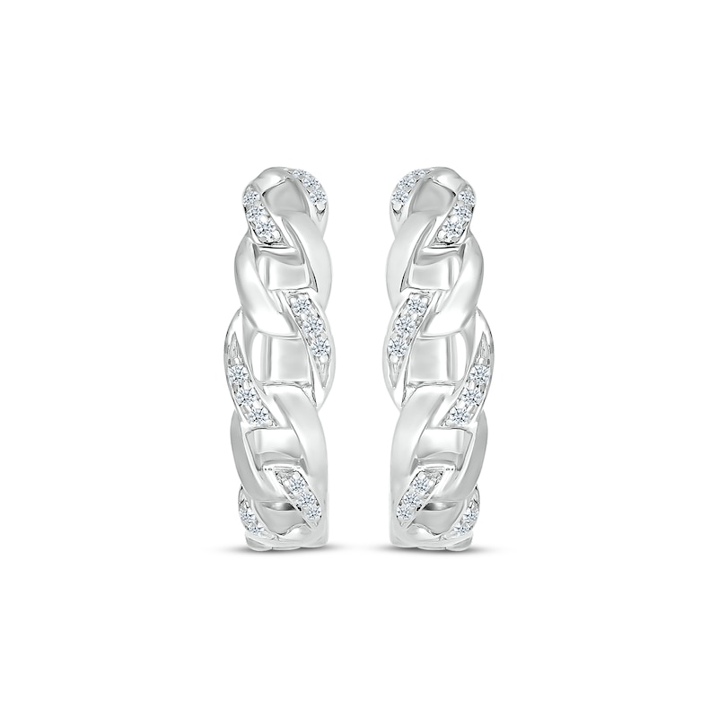 Main Image 2 of Diamond Chain Link Hoop Earrings 1/6 ct tw 10K White Gold