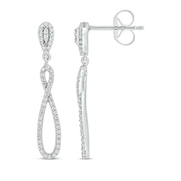 Diamond Infinity Drop Earrings 1/3 ct tw Sterling Silver