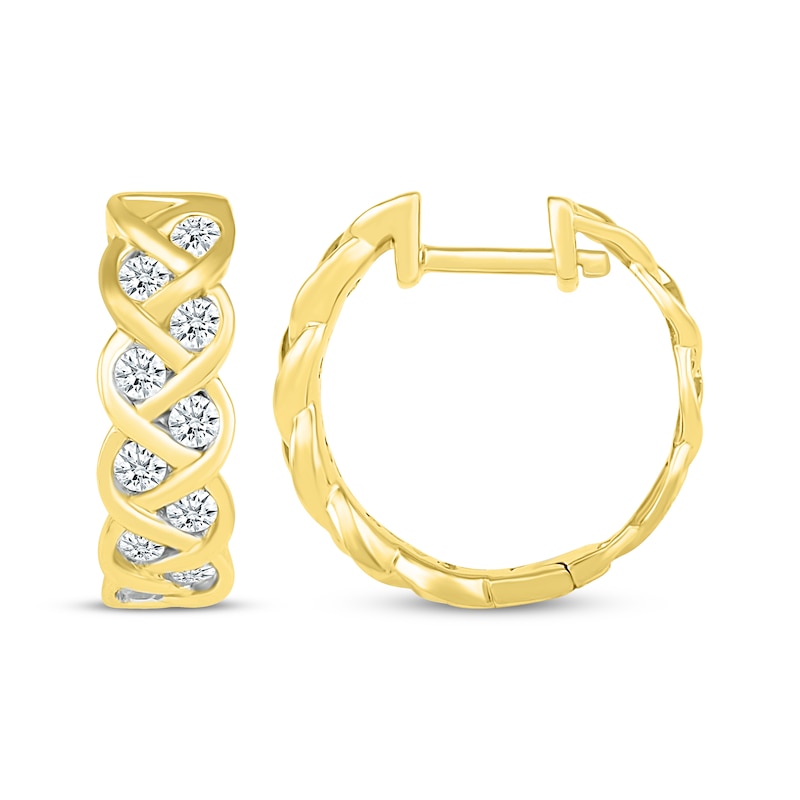 Diamond Braided Hoop Earrings 1/2 ct tw 10K Yellow Gold