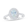 Thumbnail Image 1 of THE LEO First Light Diamond Oval-Cut Double Halo Engagement Ring 1 ct tw 14K White Gold