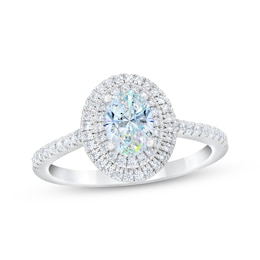 THE LEO First Light Diamond Oval-Cut Double Halo Engagement Ring 1 ct tw 14K White Gold