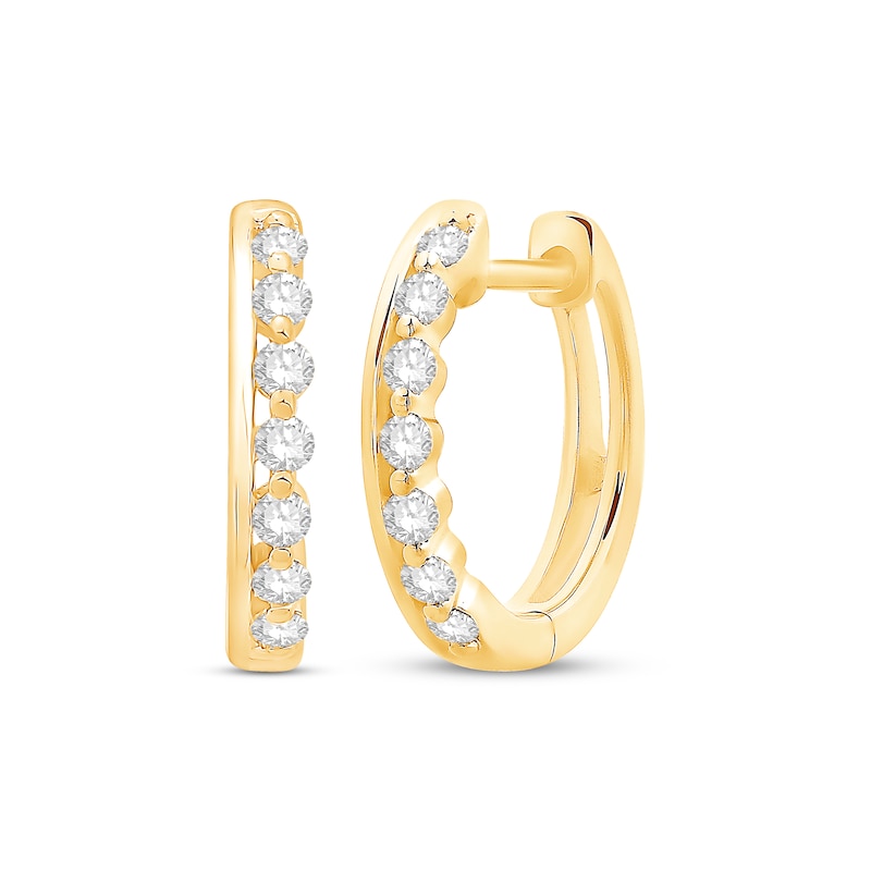 Main Image 1 of Diamond Hoop Earrings 1/5 ct tw 10K Yellow Gold