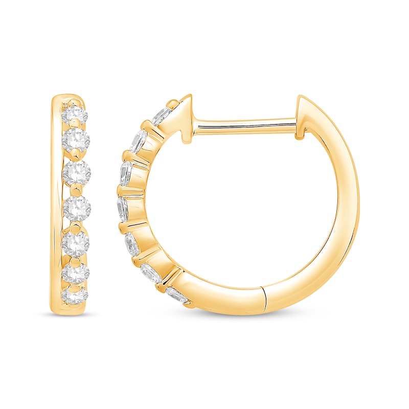 Main Image 3 of Diamond Hoop Earrings 1/5 ct tw 10K Yellow Gold