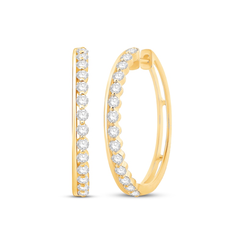 Main Image 1 of Diamond Hoop Earrings 3/4 ct tw 10K Yellow Gold