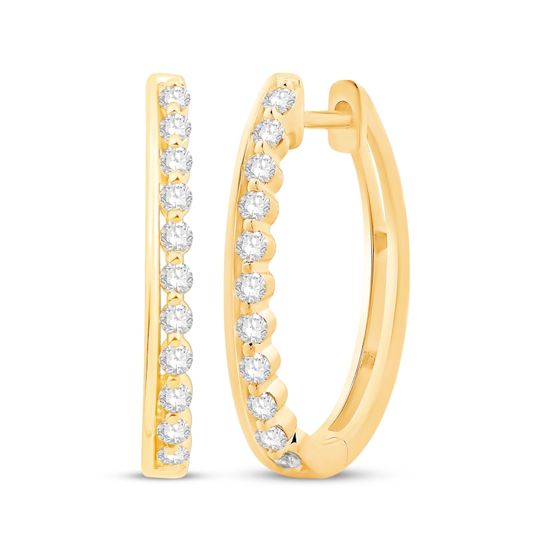 Main Image 1 of Diamond Hoop Earrings 1/3 ct tw 10K Yellow Gold