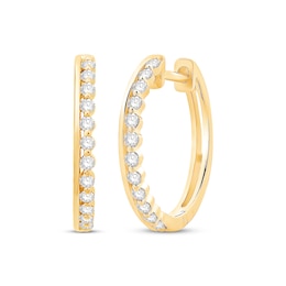 Diamond Hoop Earrings 1/4 ct tw 10K Yellow Gold