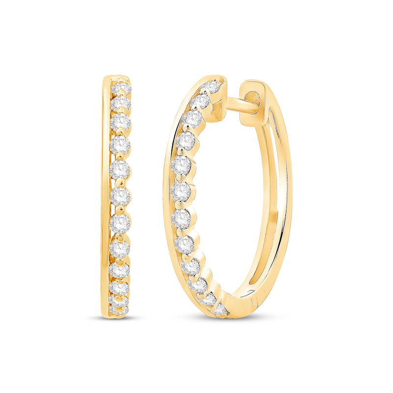 Main Image 1 of Diamond Hoop Earrings 1/4 ct tw 10K Yellow Gold