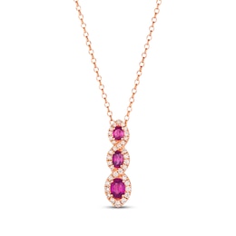 Le Vian Ruby Necklace 3/8 ct tw Diamonds 14K Strawberry Gold 19&quot;