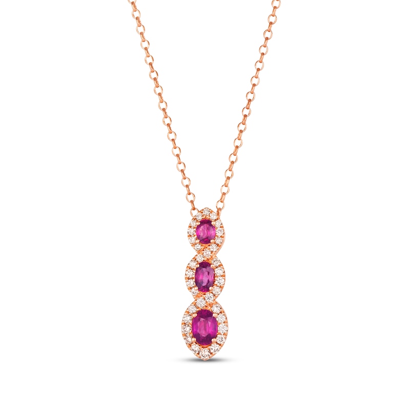 Le Vian Ruby Necklace 3/8 ct tw Diamonds 14K Strawberry Gold 19"