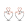 Thumbnail Image 2 of Diamond Double Heart Earrings 1/4 ct tw 10K Rose Gold