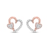 Thumbnail Image 2 of Diamond Two-Heart Stud Earrings 1/4 ct tw 10K Rose Gold