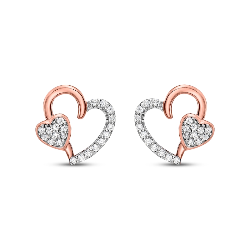 Diamond Two-Heart Stud Earrings 1/4 ct tw 10K Rose Gold | Kay