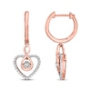 Thumbnail Image 1 of Diamond Infinity Heart Dangle Hoop Earrings 1/4 ct tw 10K Rose Gold