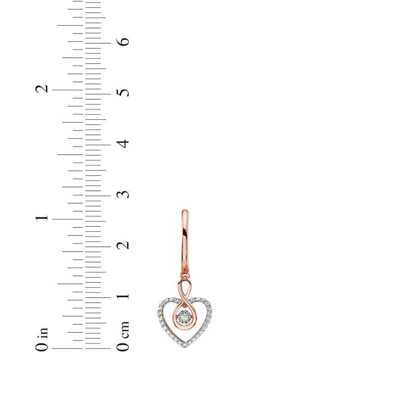 Main Image 3 of Diamond Infinity Heart Dangle Hoop Earrings 1/4 ct tw 10K Rose Gold