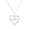 Thumbnail Image 0 of Cultured Pearl & White Lab-Created Sapphire Accent "Mom" Heart Necklace Sterling Silver 18"