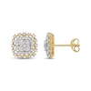 Thumbnail Image 3 of Diamond Cushion-Shaped Cluster Earrings 1/2 ct tw 10K Yellow Gold