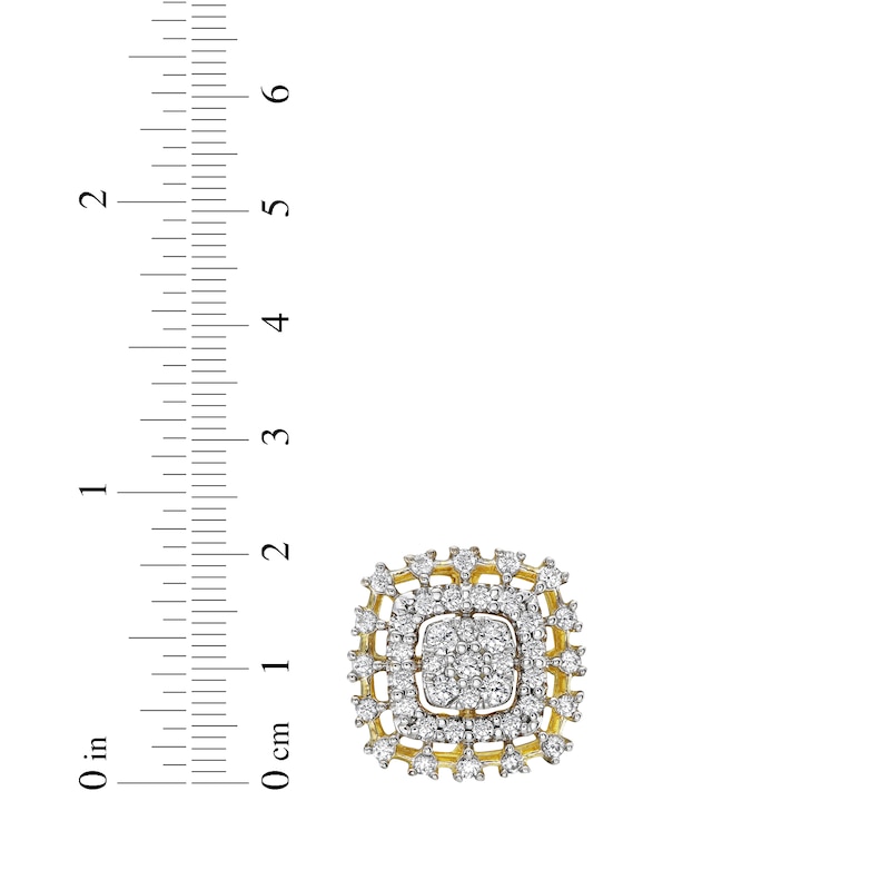 Main Image 5 of Diamond Cushion-Shaped Cluster Earrings 1/2 ct tw 10K Yellow Gold