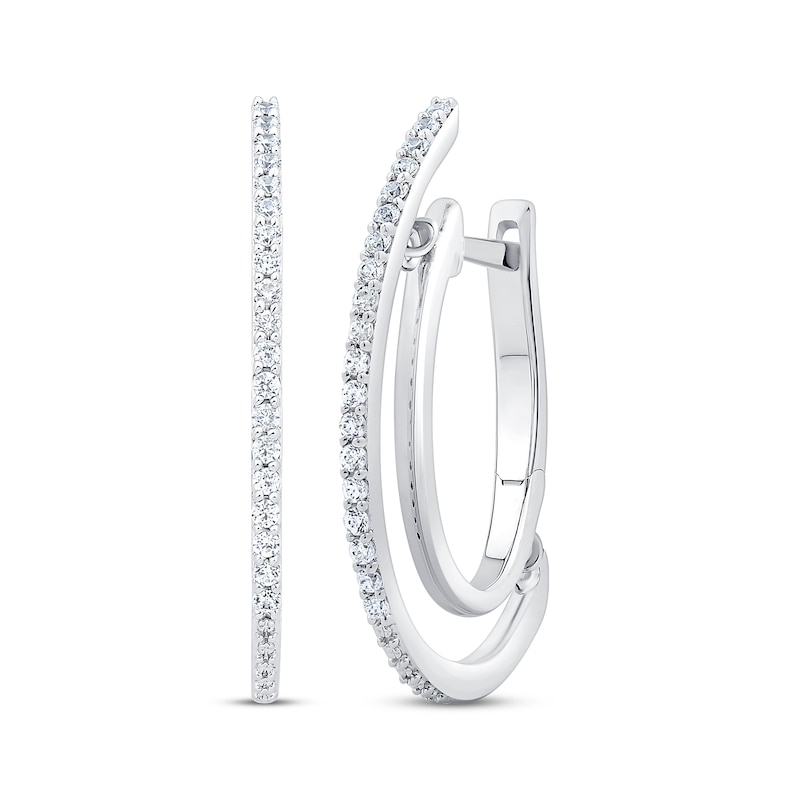 Main Image 1 of Unstoppable Love Diamond Double Hoop Earrings 1/4 ct tw 10K White Gold