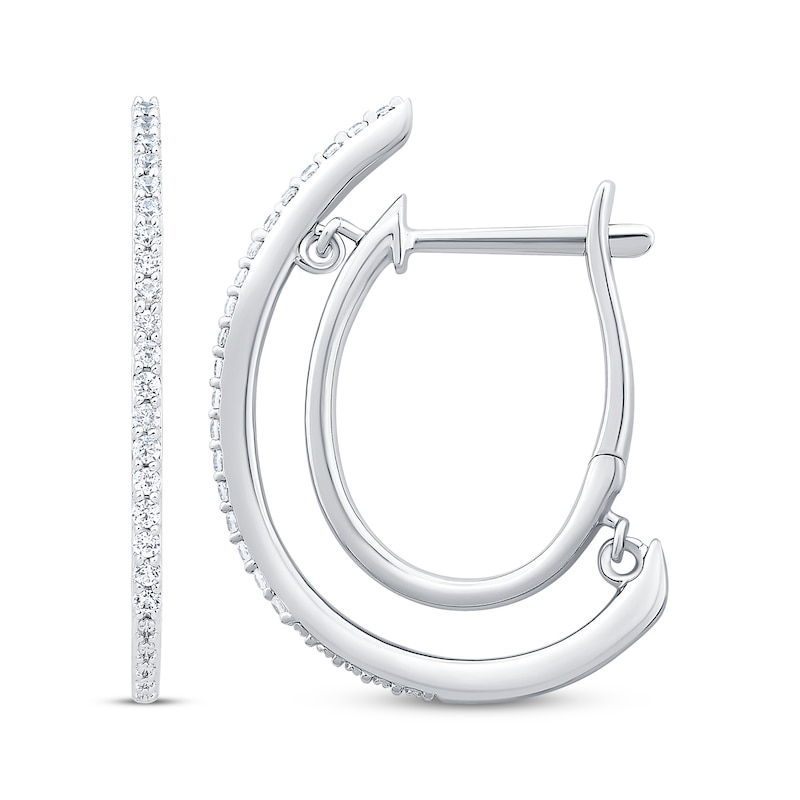 Main Image 3 of Unstoppable Love Diamond Double Hoop Earrings 1/4 ct tw 10K White Gold