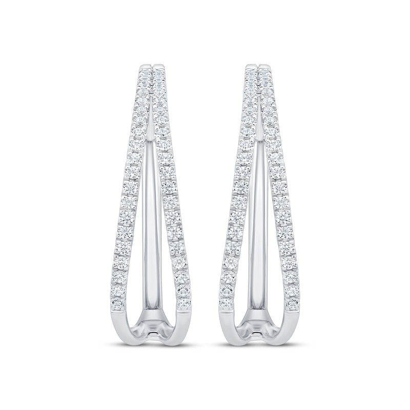 Main Image 2 of Unstoppable Love Diamond Split Double Hoop Earrings 1/2 ct tw 10K White Gold