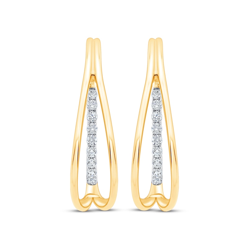 Main Image 2 of Unstoppable Love Diamond Split Double Hoop Earrings 1/3 ct tw 10K Two-Tone Gold