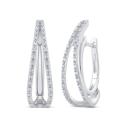 Unstoppable Love Diamond Split Double Hoop Earrings 1/4 ct tw 10K White Gold