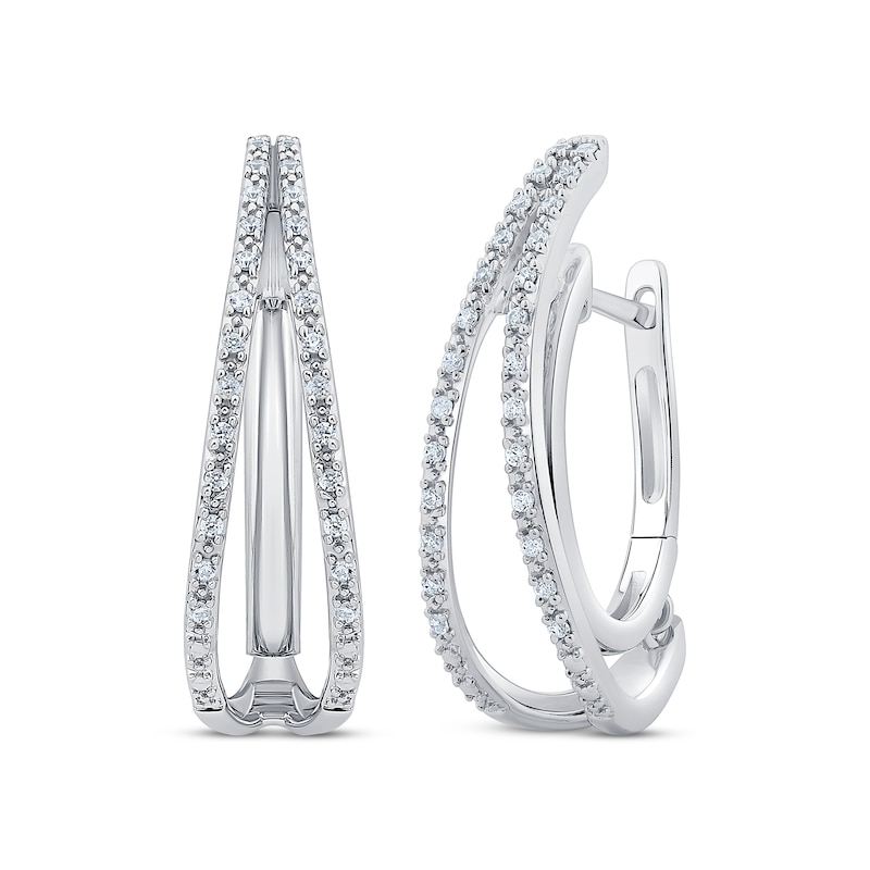 Main Image 1 of Unstoppable Love Diamond Split Double Hoop Earrings 1/4 ct tw 10K White Gold