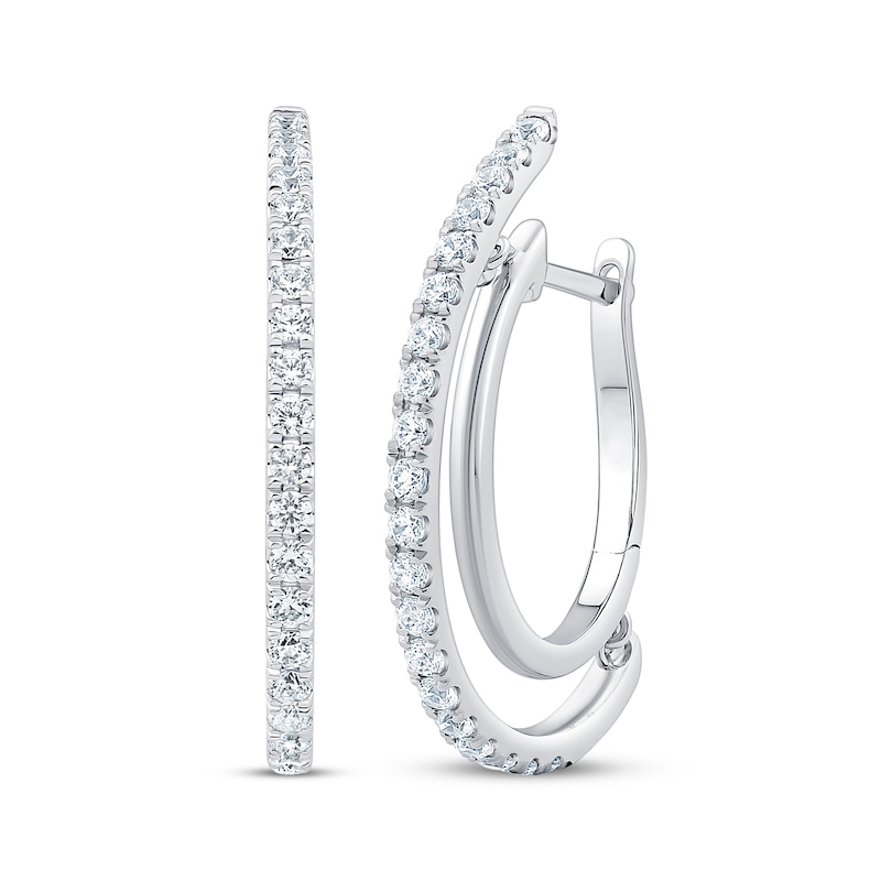 Main Image 1 of Unstoppable Love Diamond Double Hoop Earrings 1 ct tw 10K White Gold