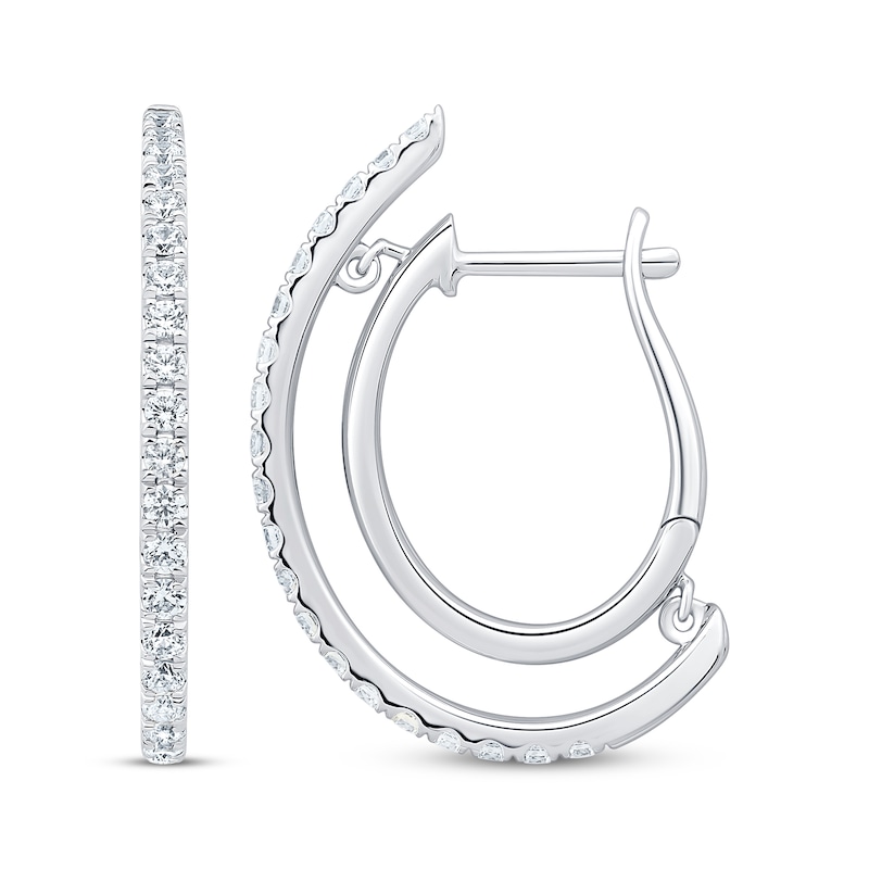 Main Image 3 of Unstoppable Love Diamond Double Hoop Earrings 1 ct tw 10K White Gold