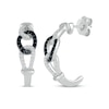 Thumbnail Image 1 of Black & White Diamond Linked J-Hoop Earrings 1/4 ct tw Sterling Silver