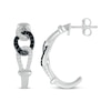 Thumbnail Image 3 of Black & White Diamond Linked J-Hoop Earrings 1/4 ct tw Sterling Silver