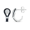 Thumbnail Image 2 of Black & White Diamond Buttonhole J-Hoop Earrings 1/2 ct tw Sterling Silver