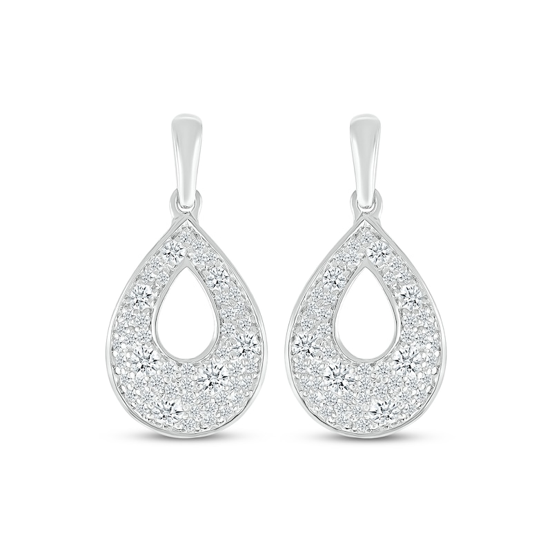 Main Image 2 of Diamond Cobblestone Teardrop Dangle Earrings 5/8 ct tw 10K White Gold