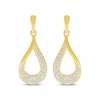 Thumbnail Image 2 of Diamond Cobblestone Twist Teardrop Dangle Earrings 1/2 ct tw 10K Yellow Gold