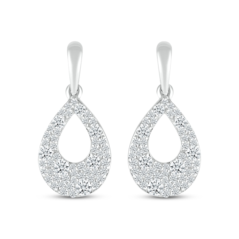 Main Image 2 of Diamond Cobblestone Teardrop Dangle Earrings 5/8 ct tw 10K White Gold