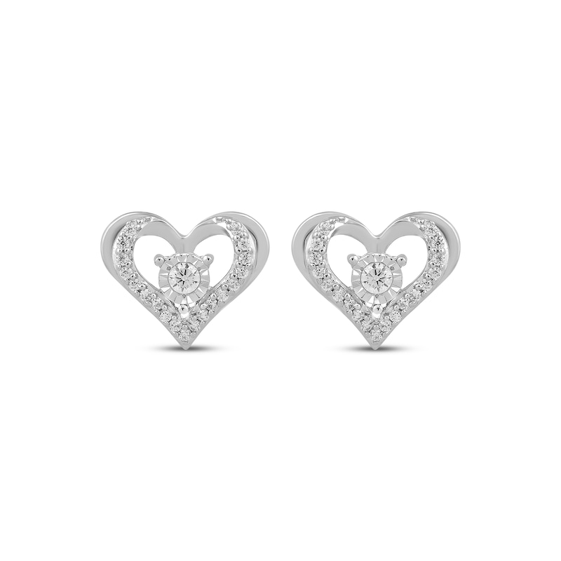 Main Image 2 of Diamond Open Heart Stud Earrings 1/10 ct tw Sterling Silver