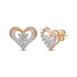 Diamond Open Heart Stud Earrings 1 ct tw 10K Rose Gold