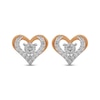 Thumbnail Image 2 of Diamond Open Heart Stud Earrings 1 ct tw 10K Rose Gold