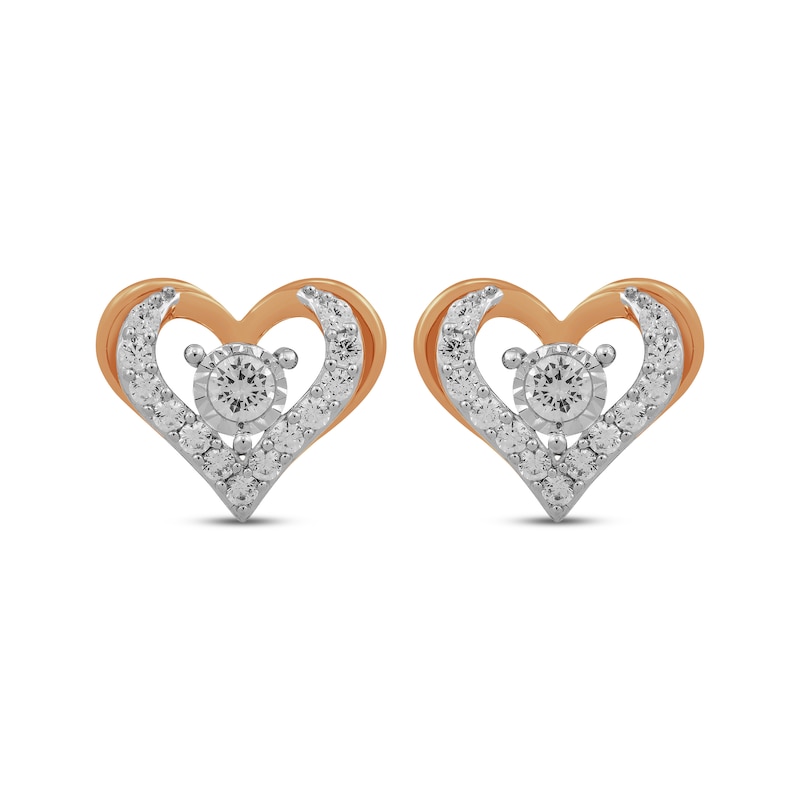 Main Image 2 of Diamond Open Heart Stud Earrings 1 ct tw 10K Rose Gold