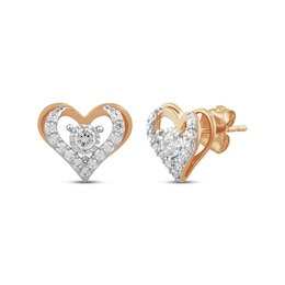 Diamond Open Heart Stud Earrings 1/2 ct tw 10K Rose Gold