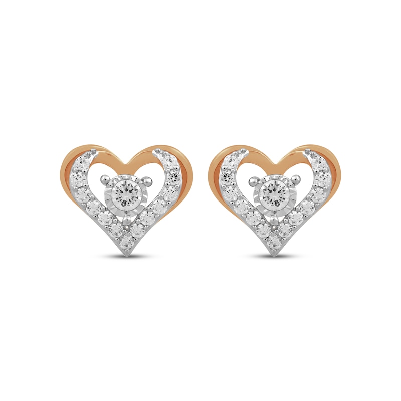 Diamond Open Heart Stud Earrings 1/2 ct tw 10K Rose Gold | Kay