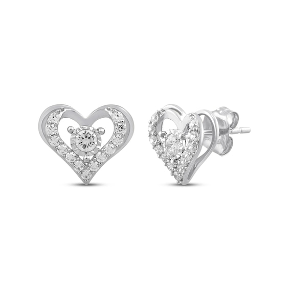 Diamond Open Heart Stud Earrings 1/2 ct tw 10K White Gold