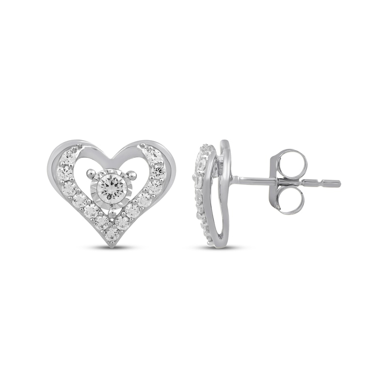 Main Image 3 of Diamond Open Heart Stud Earrings 1/2 ct tw 10K White Gold