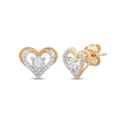 Diamond Open Heart Stud Earrings 1/4 ct tw 10K Rose Gold