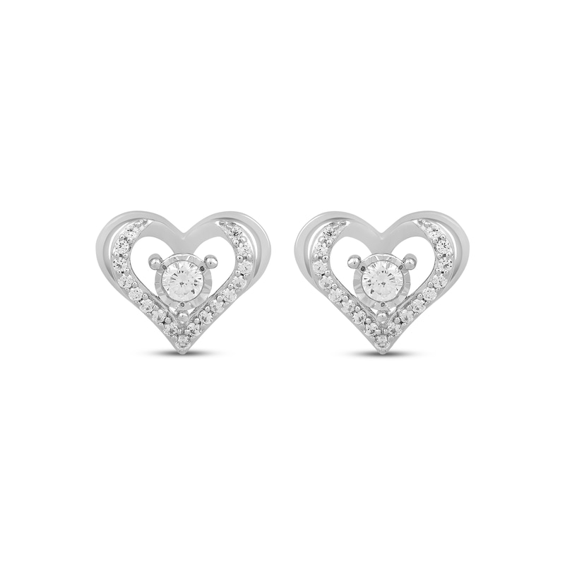 Main Image 2 of Diamond Open Heart Stud Earrings 1/4 ct tw 10K White Gold