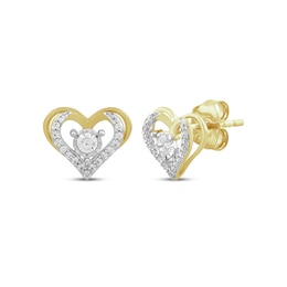 Diamond Open Heart Stud Earrings 1/4 ct tw 10K Yellow Gold